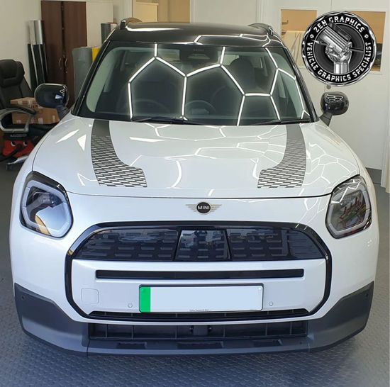Black & Transparent Mini U25 Countryman Bonnet Stripes / Stickers