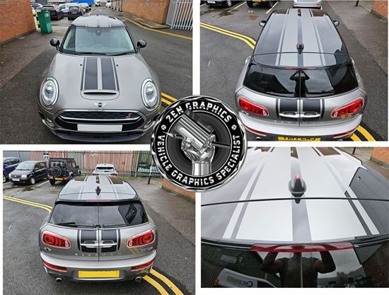 Mini F54 Clubman LCi Cooper S / JCW Roof, Rear & Bonnet Stripes  / Stickers