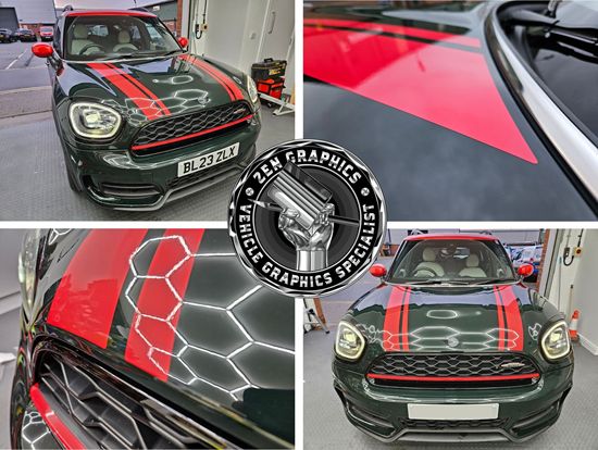 Mini F60 Countryman ALL4 JCW Chili Red Bonnet Dual Stripes