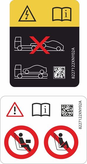 Mini J01 Electric Air Bag Recovery Pillar Labels
