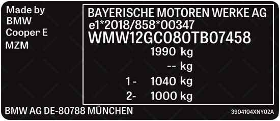 Mini J01 Electric VIN Decal / Sticker