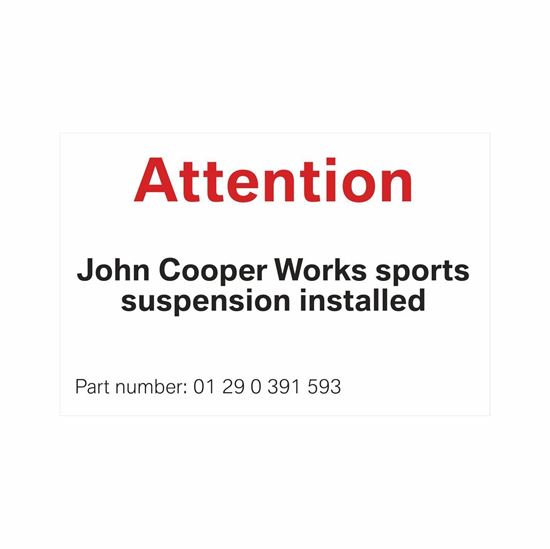 Mini JCW Attention Label / Sticker (01290391593)
