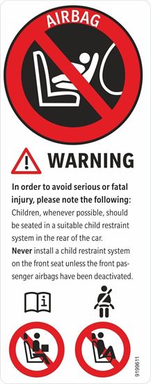 Mini Passengers Air Bag instruction Label