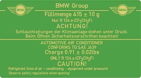 Mini R series 2002-2008 Air Conditioning Caution