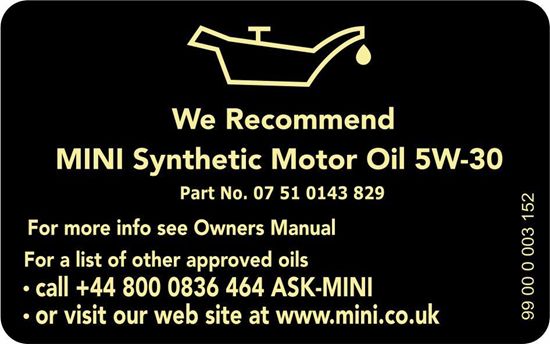 Mini R series Motor Oil 5W-30 Decal / Sticker