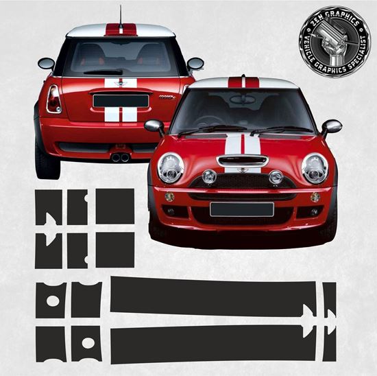 Mini R50 / R52 / R53 Bonnet and rear Stripes / Stickers
