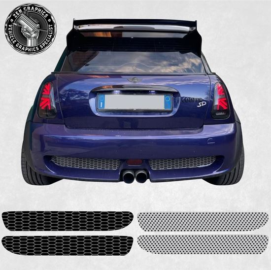 Mini R52 / R53 Cooper S / JCW Aero rear Bumper Grill Decals / Stickers