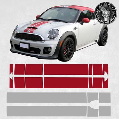 Mini R58 Cooper S / Cooper over the top Stripes for White Body / Chili Red Roof