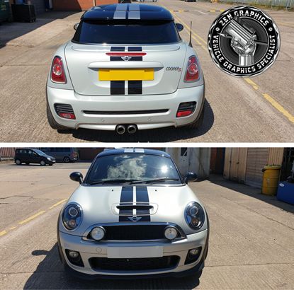 Mini R58 Cooper S / Cooper over the top Stripes for Silver / Black Roof