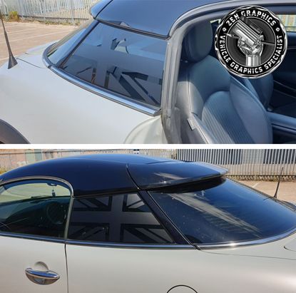 Mini R58 Coupe quarter Glass Black Jack Decals / Stickers