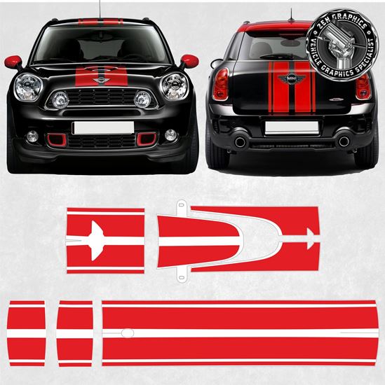 Mini R60 Countryman Bonnet, Roof & Rear Stripes / Stickers