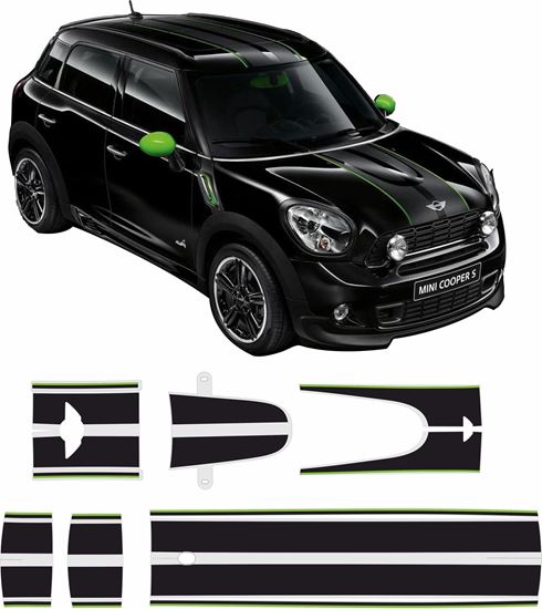 Mini R60 Countryman Ray Bonnet, Roof & Rear Stripes / Stickers