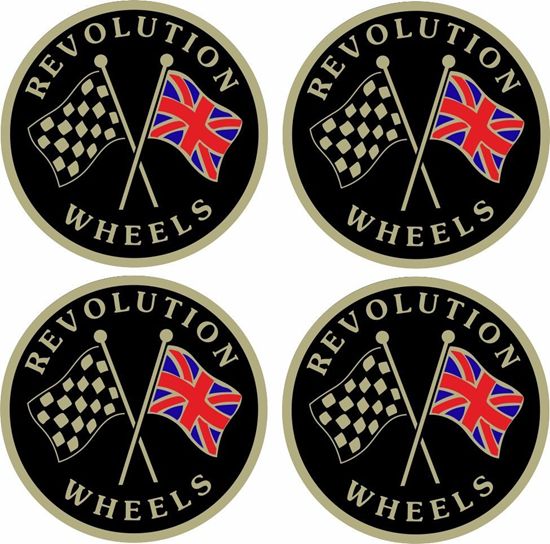 Mini Revolution Wheels replacement 57mm Wheel overlay Decals / Stickers