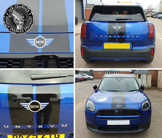 Mini U25 Countryman Dual Bonnet and rear Stripes / Stickers
