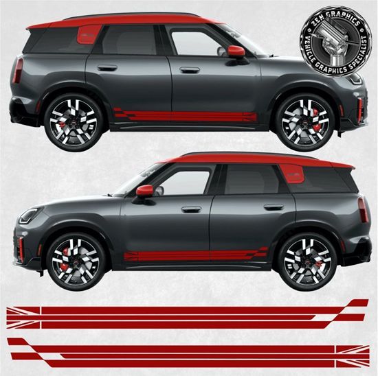 Mini U25 Countryman JCW / Sport Union Jack side Stripes / Stickers