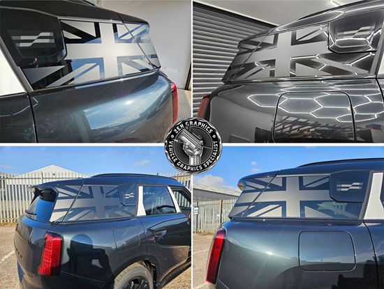 Mini U25 Countryman quarter Glass and C Pillar Black Jack Decals / Stickers