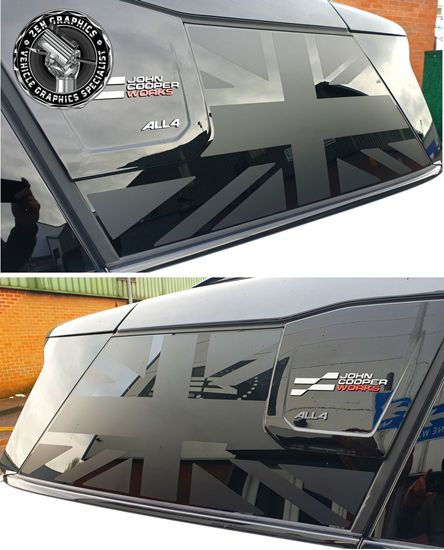 Mini U25 Countryman quarter Glass Black Jack Decals / Stickers